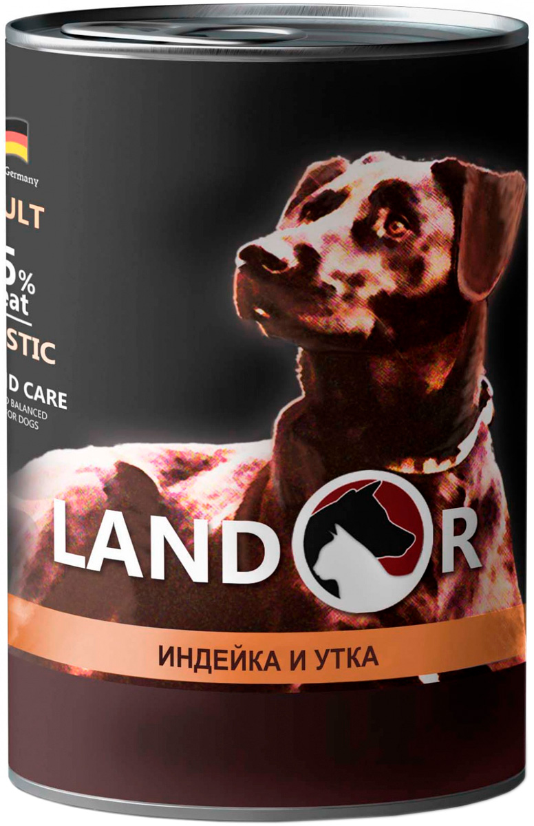 фото Влажный корм для собак lando adult, индейка, утка, 6шт, 400г landor