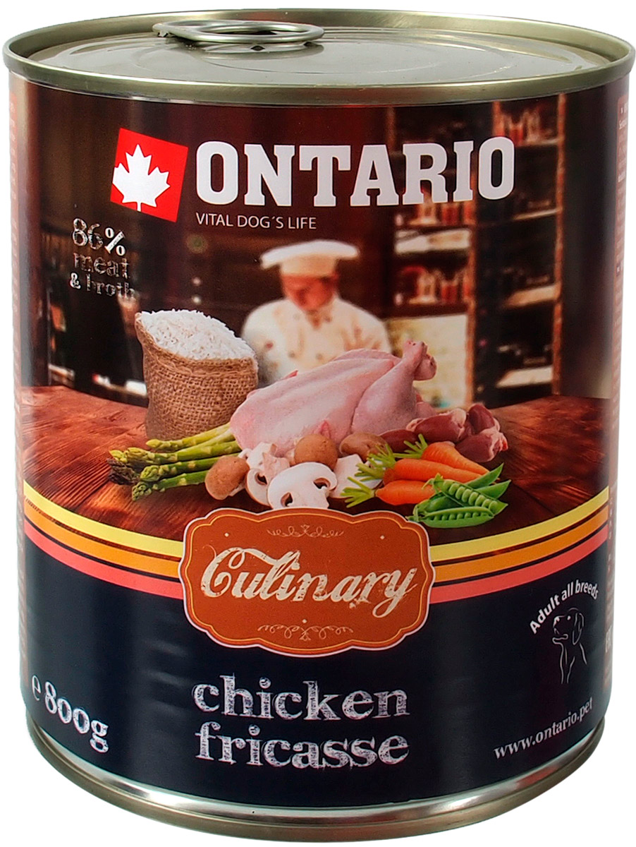 фото Влажный корм для собак ontario culinary , курица, 6шт, 400гр