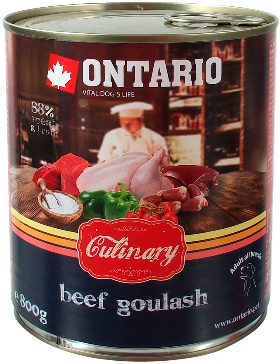 фото Влажный корм для собак ontario culinary , говядина, 6шт, 800гр