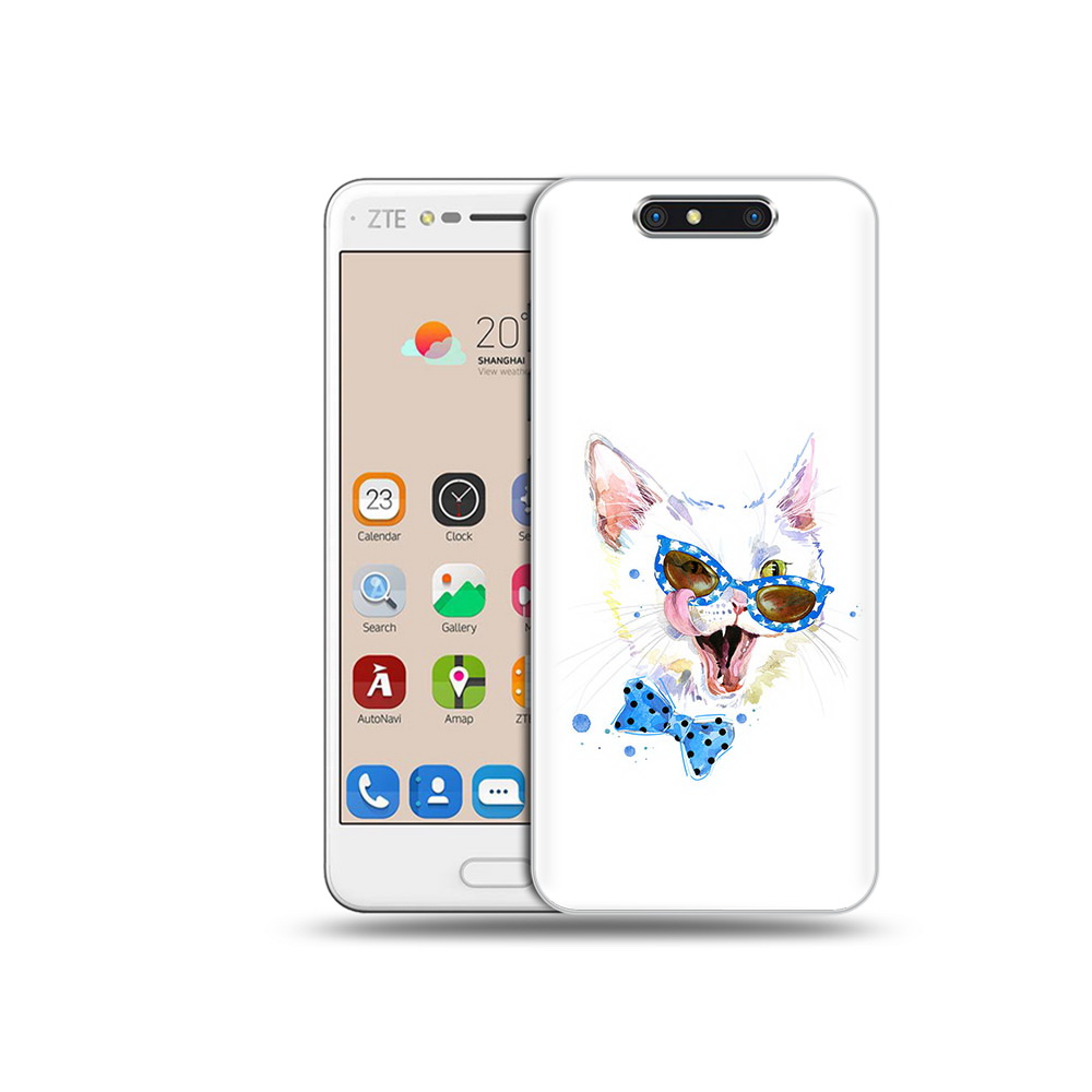 

Чехол MyPads Tocco для ZTE Blade V8 белый кот (PT100217.451.229), Прозрачный, Tocco