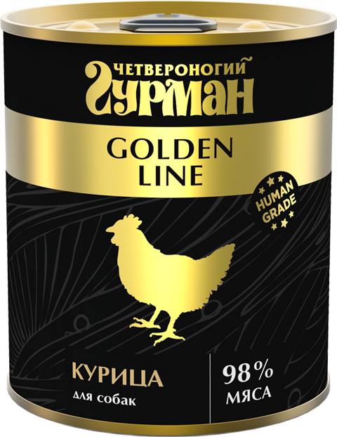 фото Влажный корм для собак четвероногий гурман golden line , курица, 12шт, 340г