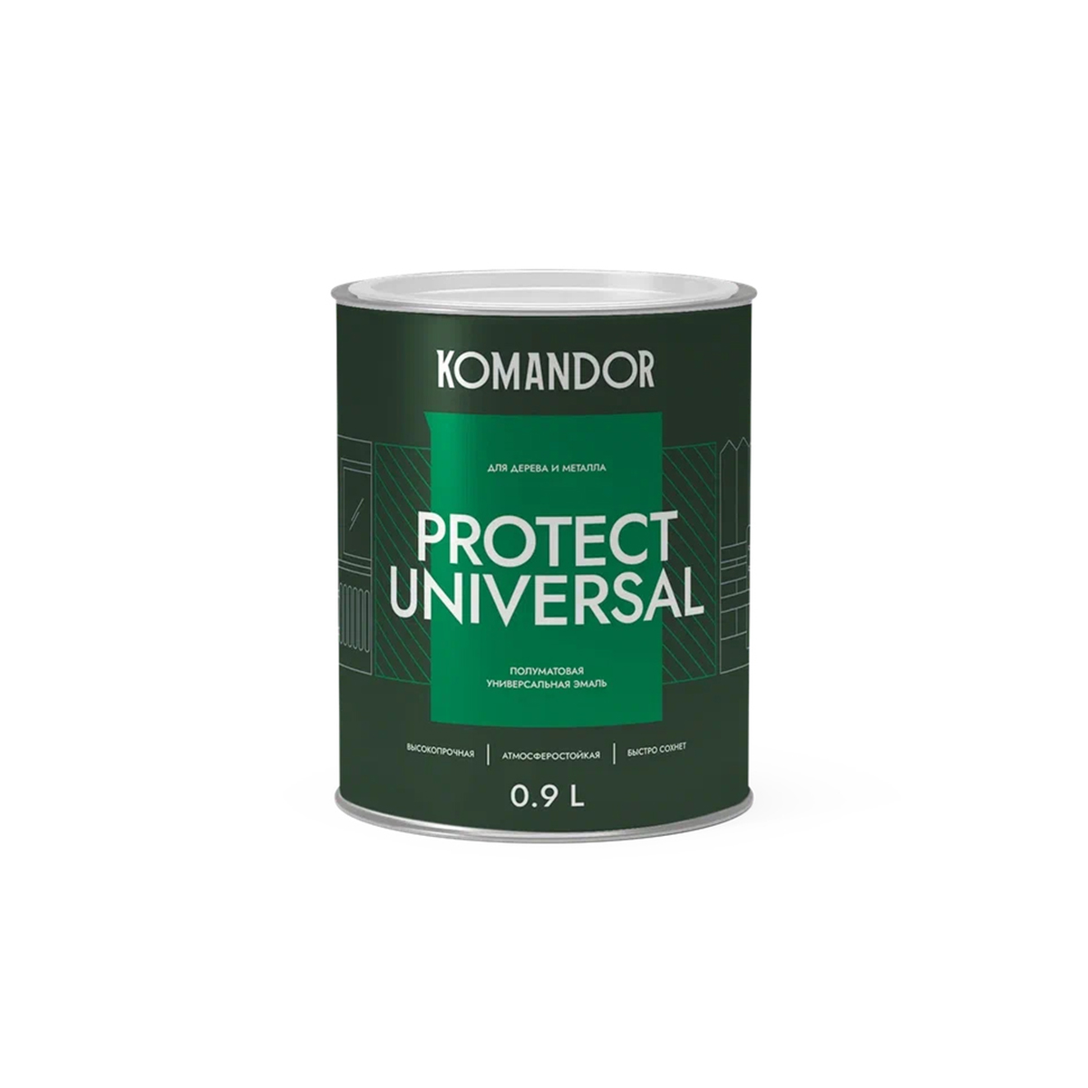 Эмаль универсальная Komandor Protect Universal, алкидная, полумат., база С, 0,9 л