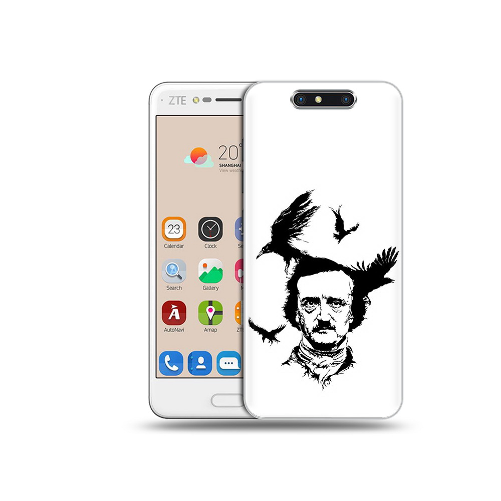 

Чехол MyPads Tocco для ZTE Blade V8 Эдгар Аллан черно белый (PT100217.451.204), Прозрачный, Tocco