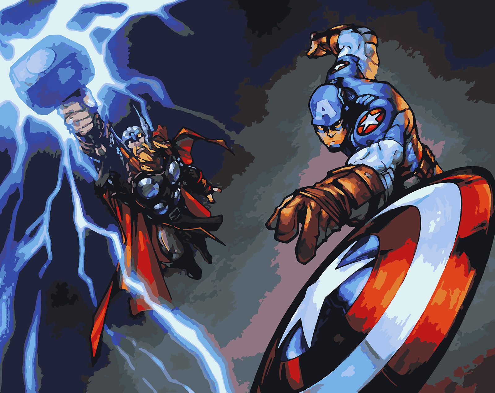 Картина по номерам Красиво Красим Мстители - Капитан Америка и Тор, 50 х 80 см
