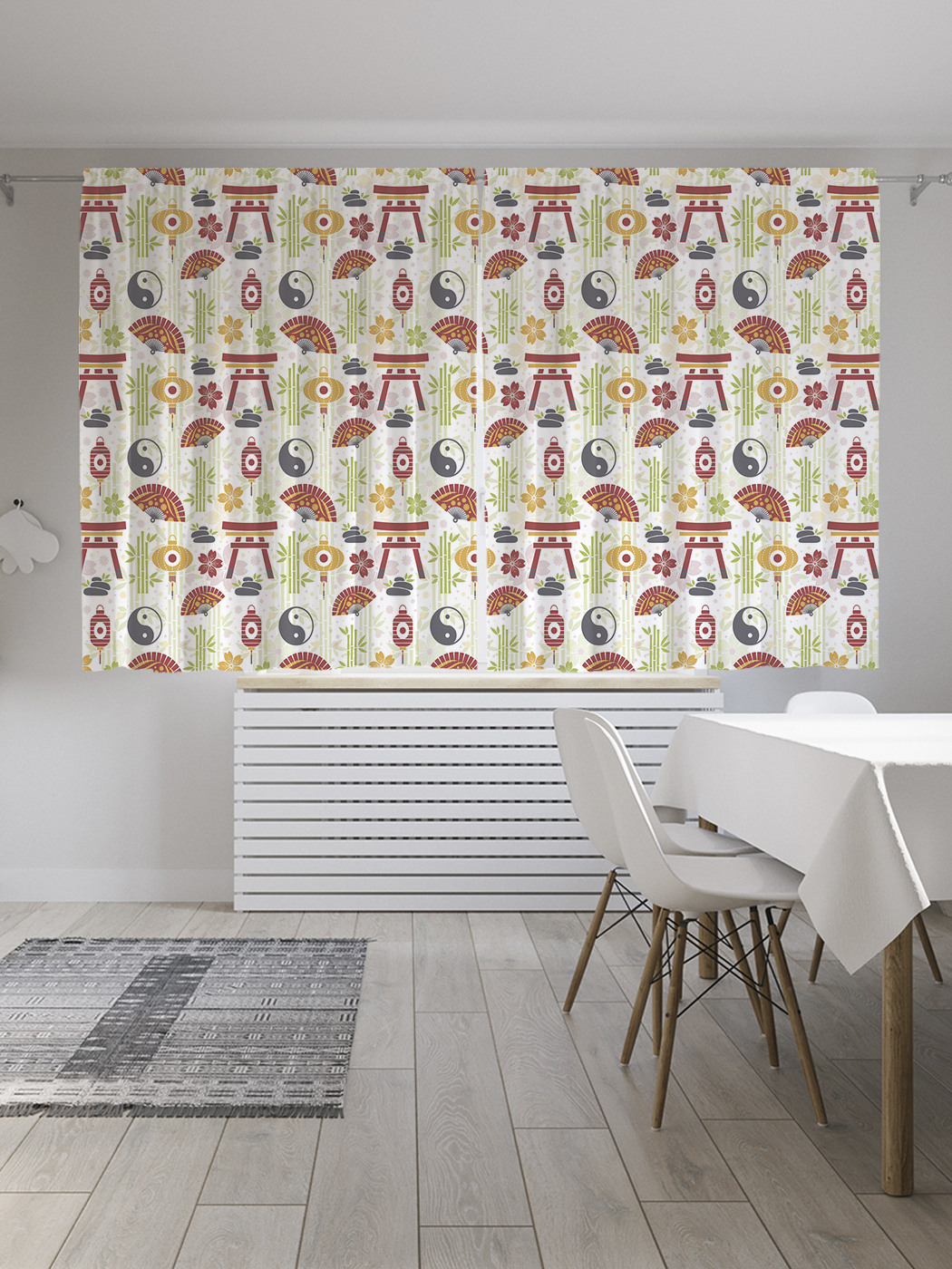 

Шторы JoyArty с фотопечатью "Азиатские символы" из сатена, 290х180 см, Азиатские символы