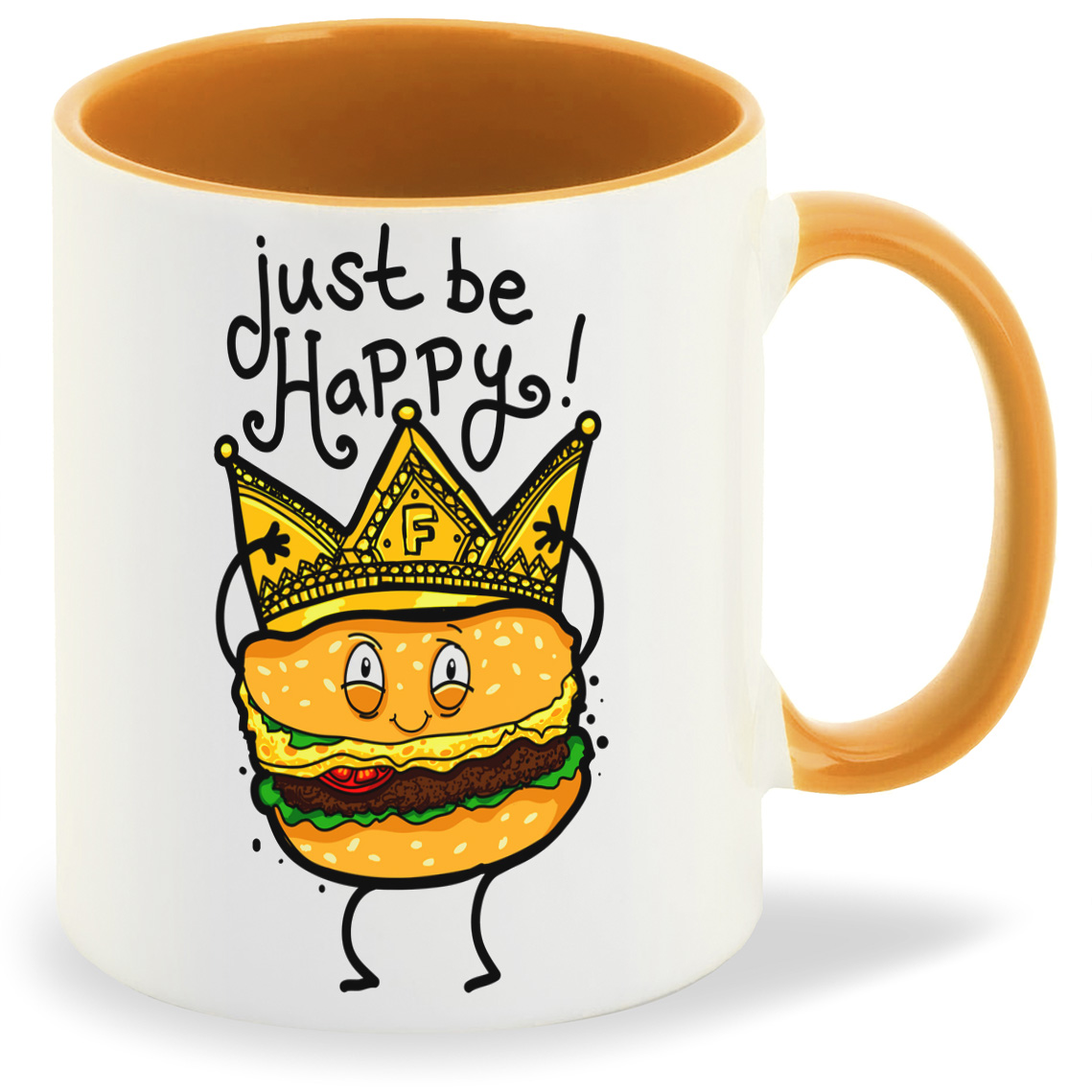 

Кружка CoolPodarok Прикол Бургер Just be happy, Прикол Бургер Just be happy