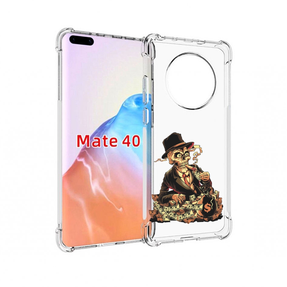 

Чехол MyPads Tocco для Huawei Mate 40 нарисованный череп с сигаретой, Прозрачный, Tocco