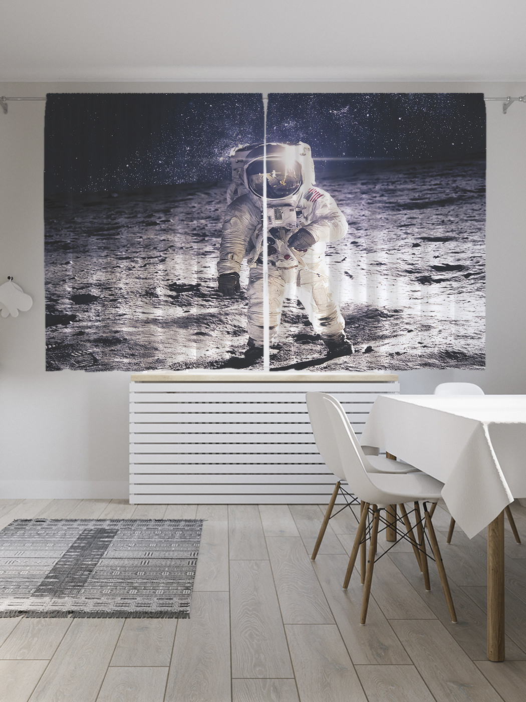 

Шторы JoyArty с фотопечатью "Американский астронавт" из сатена, 290х180 см, Американский астронавт