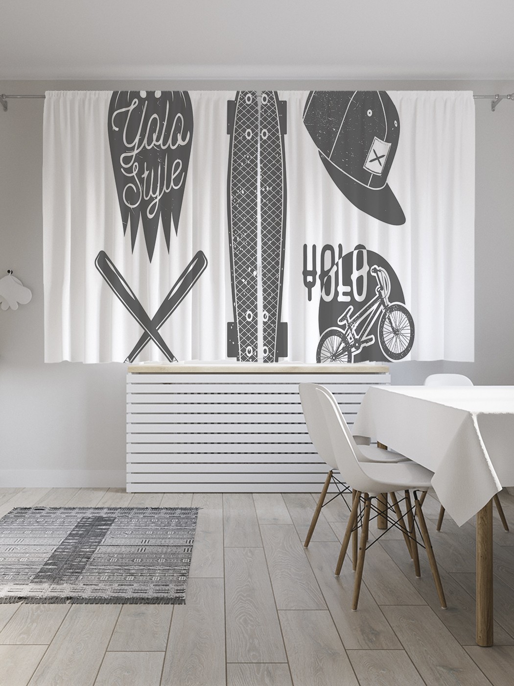 фото Шторы joyarty с фотопечатью "йоло как стиль жизни" из сатена, 290х180 см