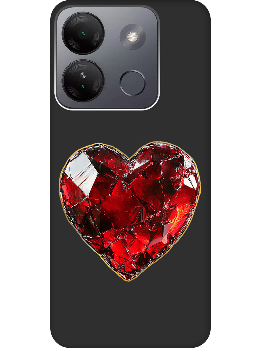 

Силиконовый чехол на Infinix Smart 7 HD с принтом "Сломленное сердце" матовый черный, Черный;золотистый;красный, 769392091