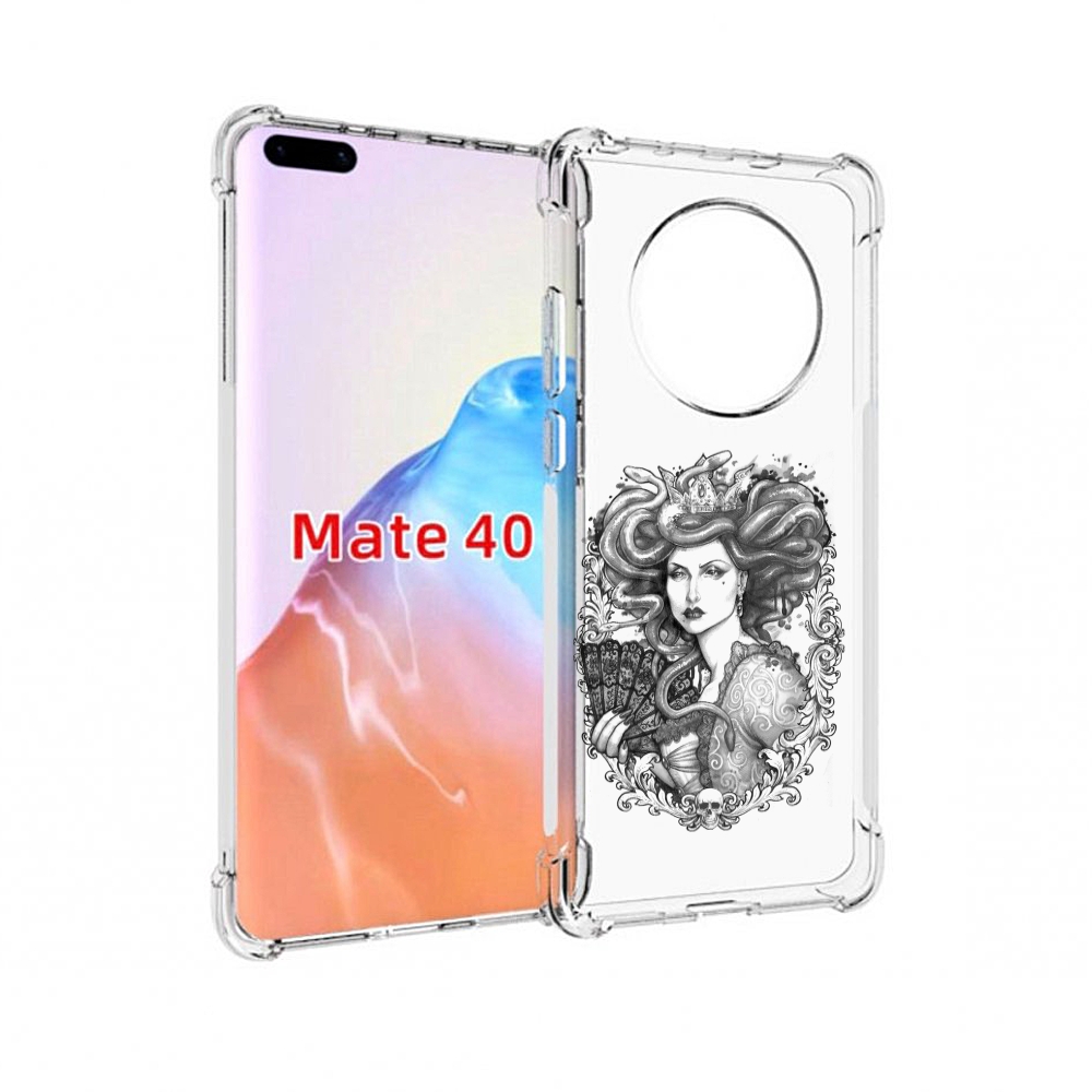 

Чехол MyPads Tocco для Huawei Mate 40 медуза черно белый, Прозрачный, Tocco
