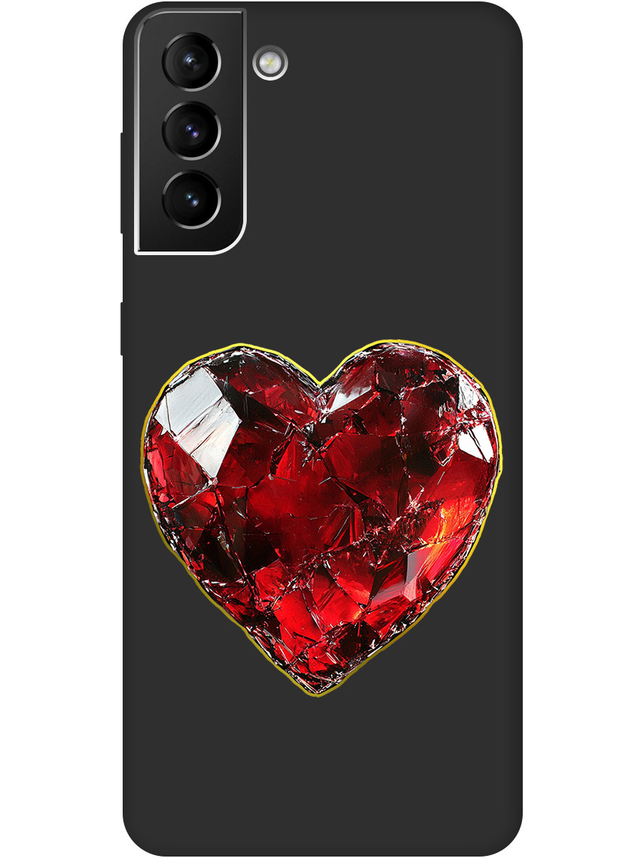 

Силиконовый чехол на Samsung Galaxy S21+ с принтом "Сломленное сердце" матовый черный, Черный;золотистый;красный, 724127591