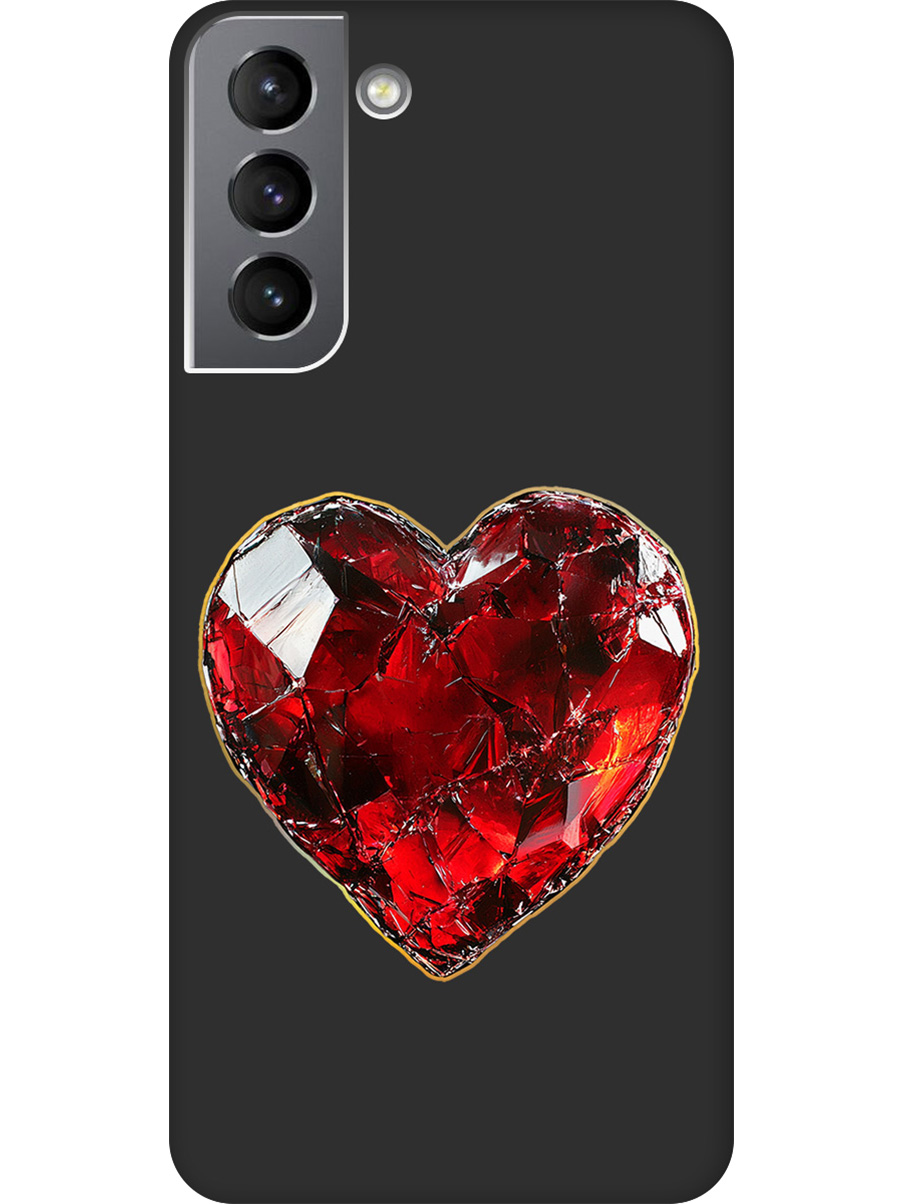 

Силиконовый чехол на Samsung Galaxy S21 с принтом "Сломленное сердце" матовый черный, Черный;золотистый;красный, 724125091