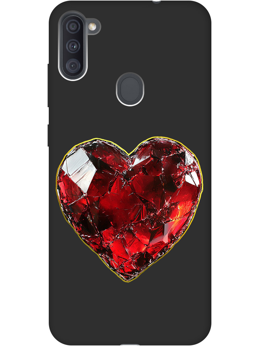 

Силиконовый чехол на Samsung Galaxy A11 / M11 с принтом "Сломленное сердце" матовый черный, Черный;золотистый;красный, 722820891