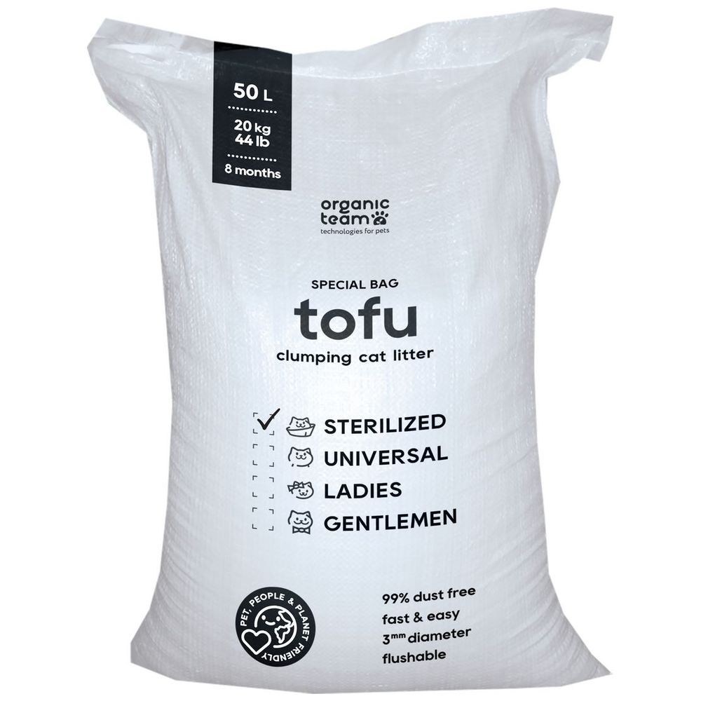 Наполнитель для кошачьего туалета Organic Team Sterilized комкующийся, тофу, 50 л