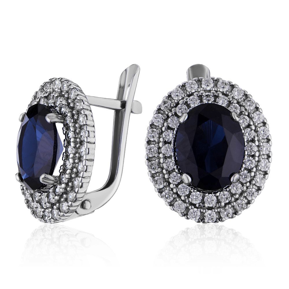 

Серьги из серебра с сапфиром/фианитом ЮВЕЛИР КАРАТ 2728607/9шс, 2728607/9шс