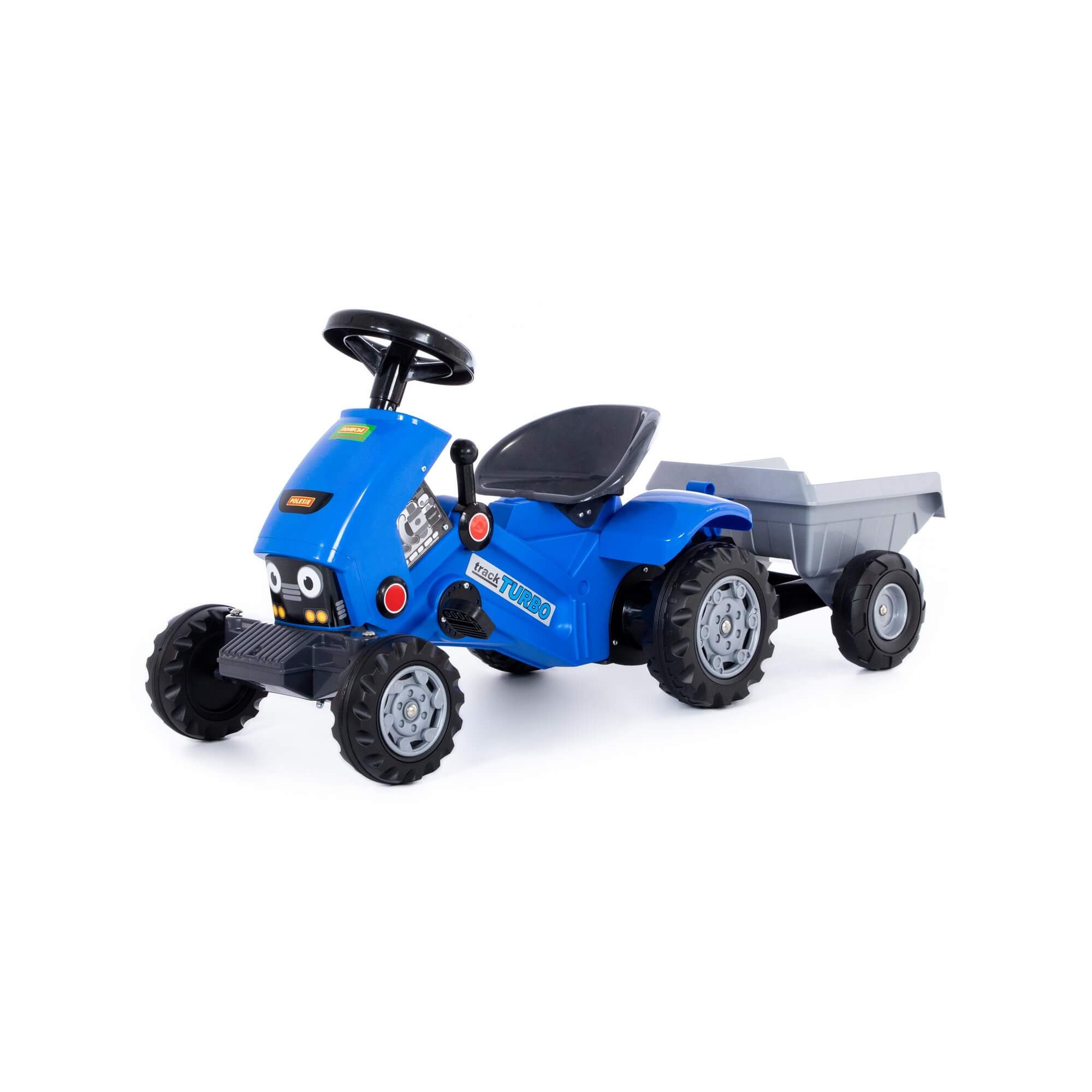 Каталка-трактор Полесье Turbo-2, с педалями, синяя, с полуприцепом главное движение 10 ключей для здорового и красивого тела синяя
