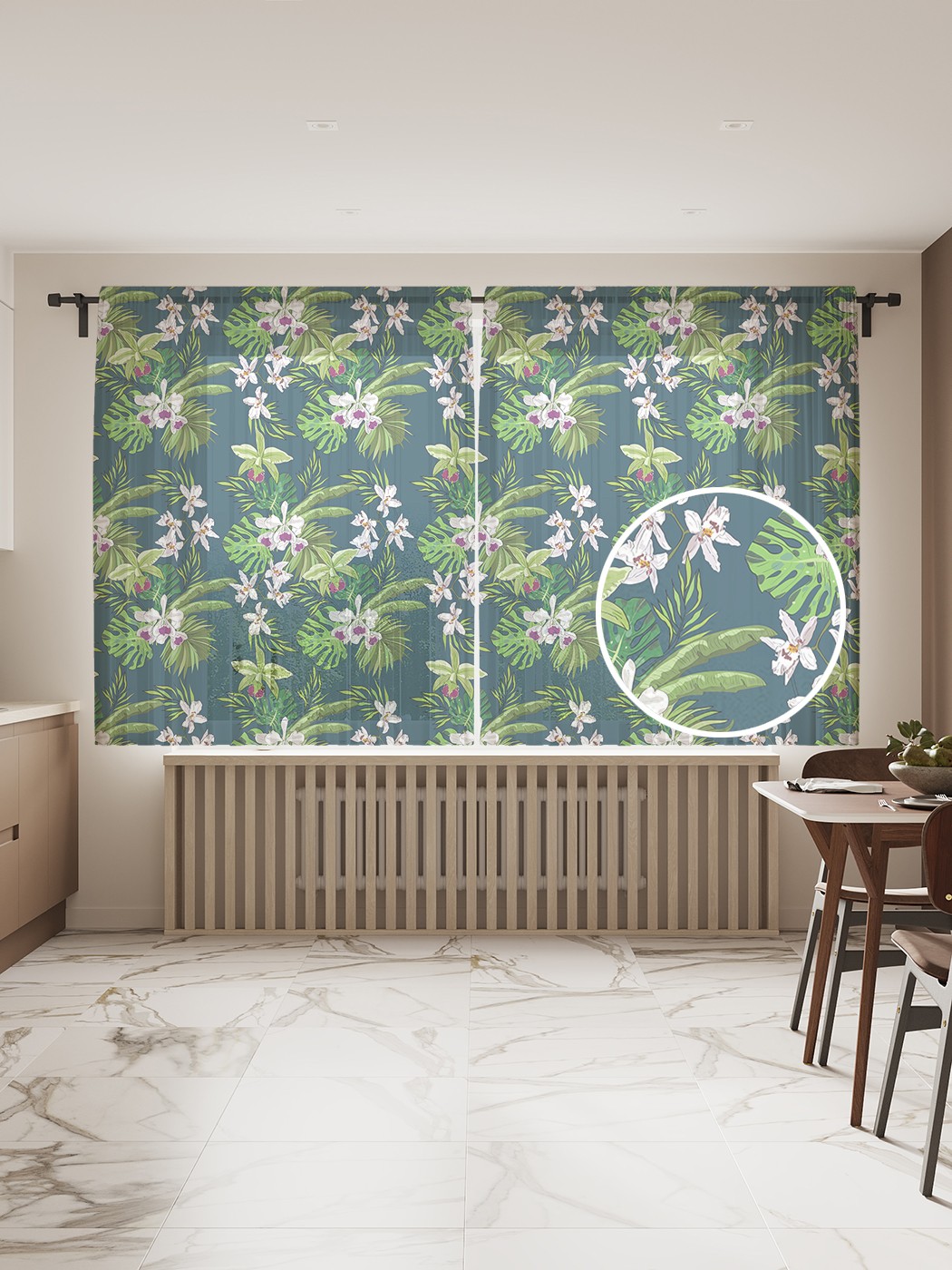 

Фототюль JoyArty "Орхидеи в джунглях" 145x180см (2 полотна со шторной лентой + 50 крючков), Орхидеи в джунглях