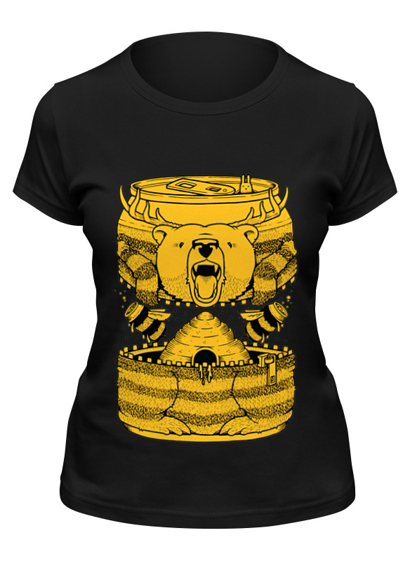 

Футболка женская Printio Bear beer /медведь черная 2XL, Черный, Bear beer /медведь