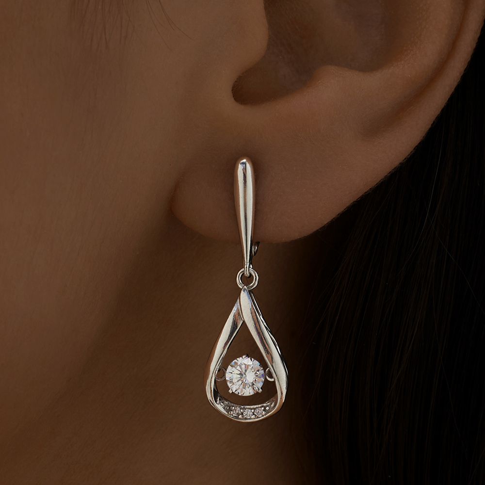 

Серьги подвески из серебра ЮВЕЛИР КАРАТ 2128489/9, фианит, 2128489/9