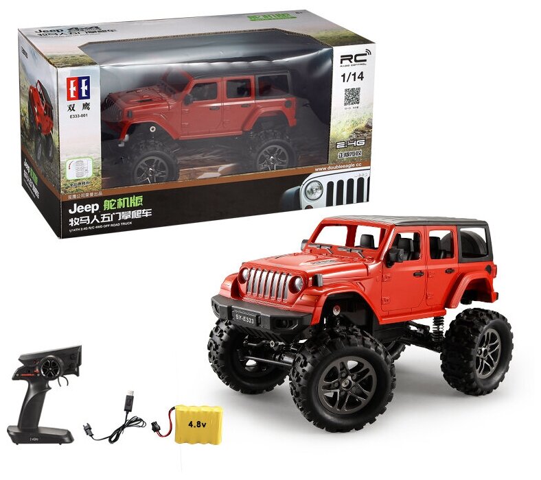 Внедорожник Double Eagle Jeep Wrangler Rock Crawler, на р/у, свет, 1/14, E333-003