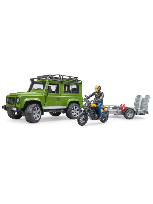 Внедорожник Bruder Land Rover Defender с мотоциклом Scrambler Ducati Full Throttle 02-589 steve mcqueen full throttle cool