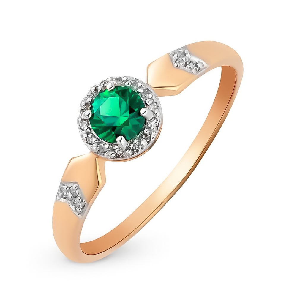 

Кольцо из золота р.  585Gold 101008495, изумруд искусственный, 101008495