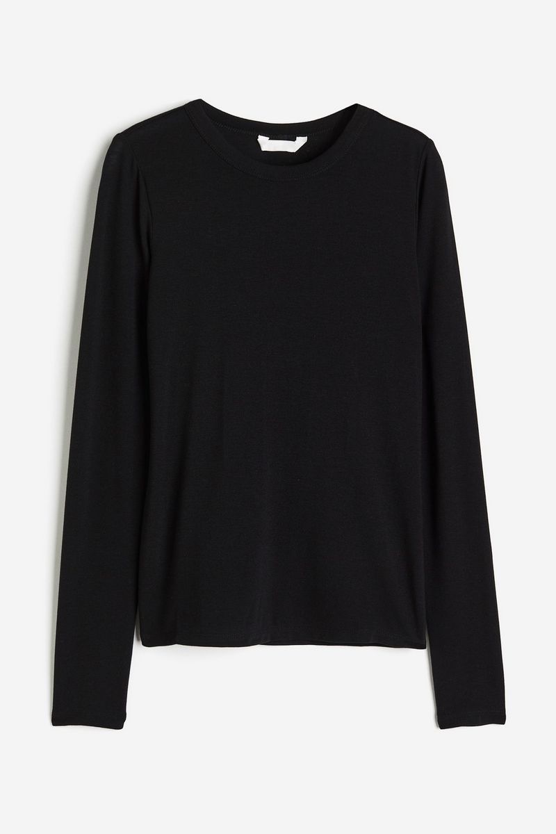 

Лонгслив женский H&M 1223005 черный M, 1223005