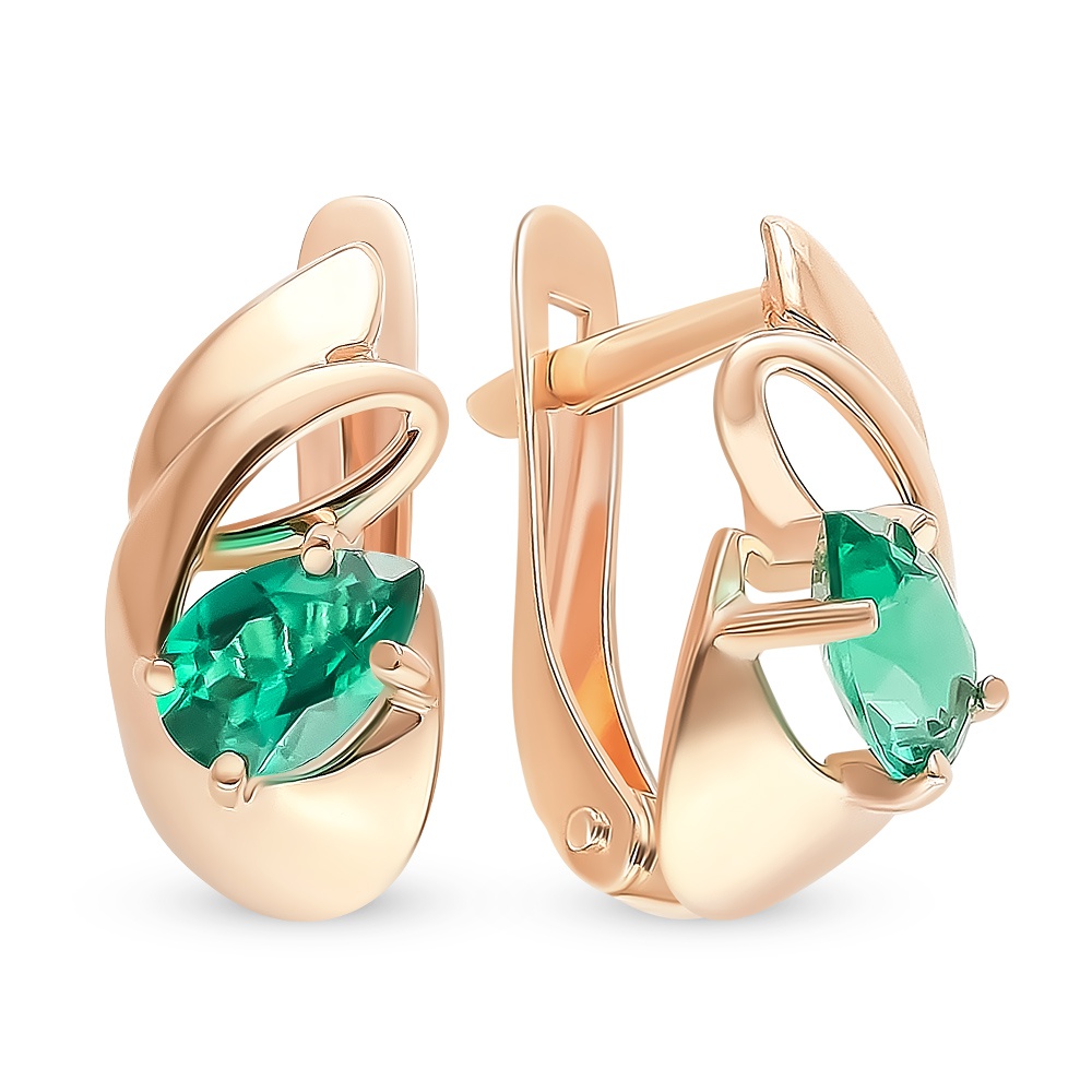 

Серьги из красного золота 585Gold 102007297, изумруд искусственный, 102007297