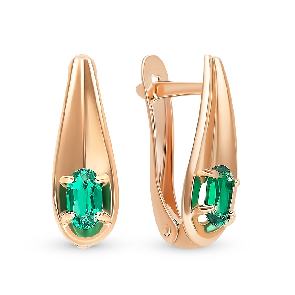

Серьги из красного золота с изумрудом 585Gold 102007292, 102007292