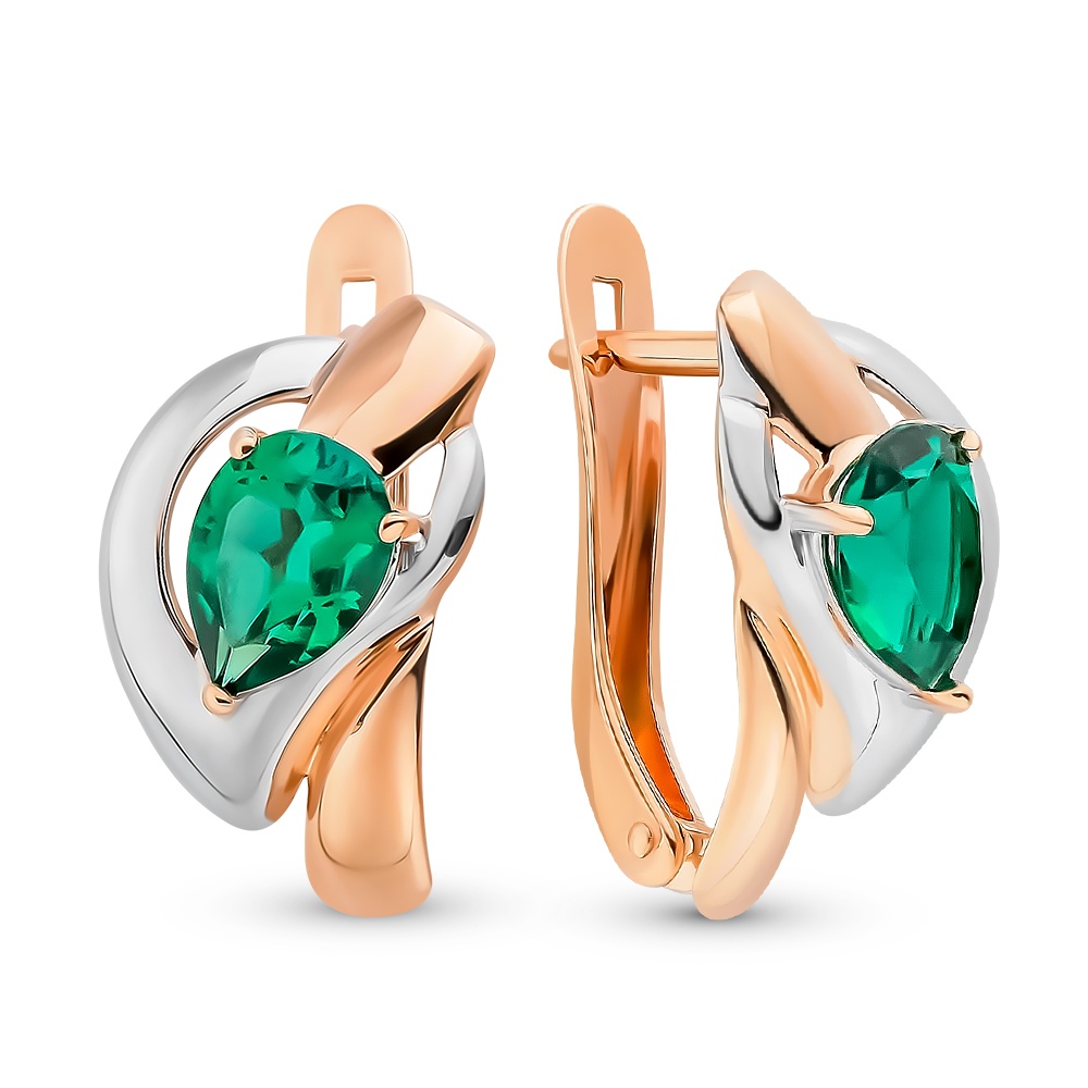 

Серьги из красного золота 585Gold 102007245, изумруд искусственный, 102007245