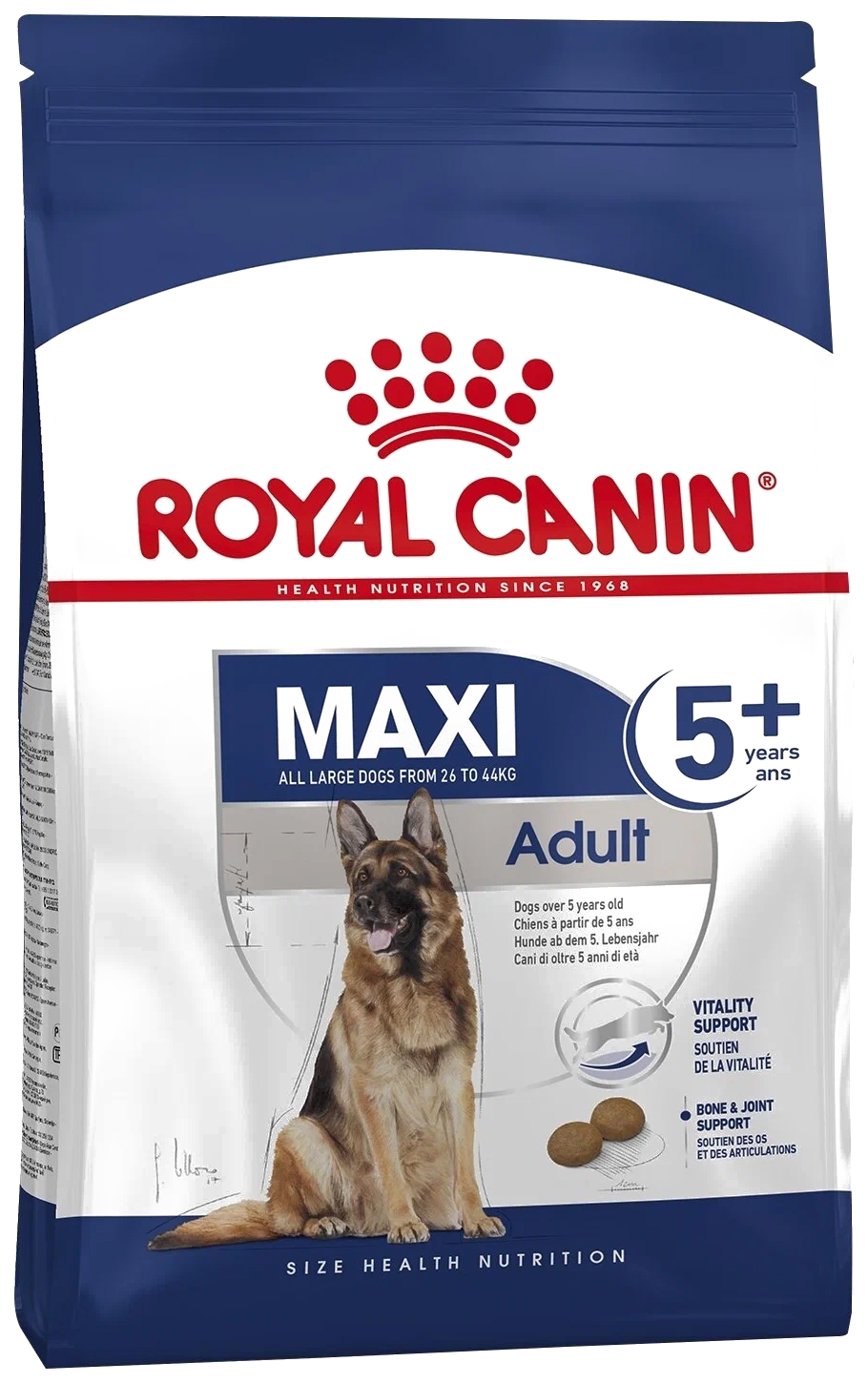 

Сухой корм для собак ROYAL CANIN Maxi Adult 5+ для крупных птица и рис 15 кг