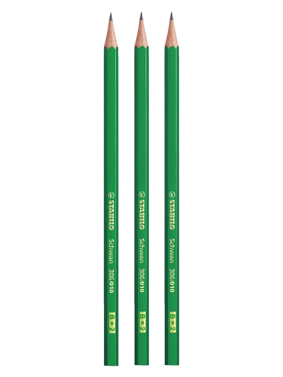 

Карандаш чернографитный простой B STABILO Schwan, 3шт, Schwan