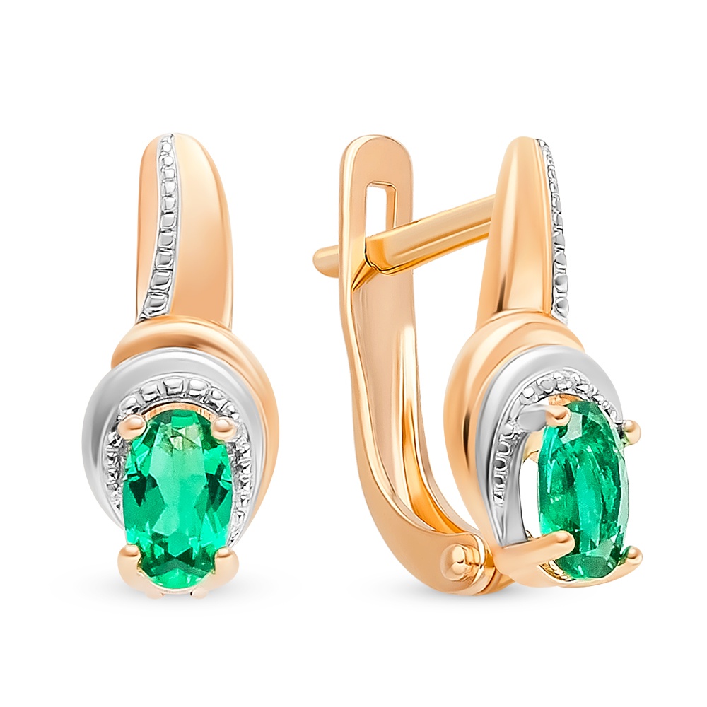 

Серьги из красного золота 585Gold 199000362, изумруд искусственный, 199000362