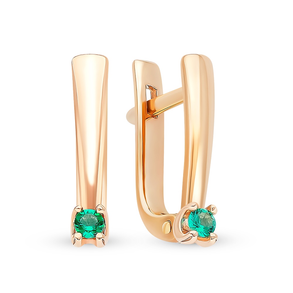

Серьги из красного золота 585Gold 102007093, изумруд искусственный, 102007093