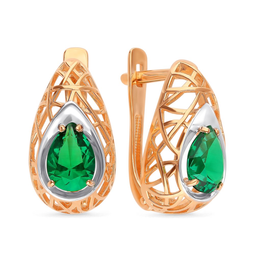 

Серьги из красного золота с изумрудом 585Gold 102006768, 102006768