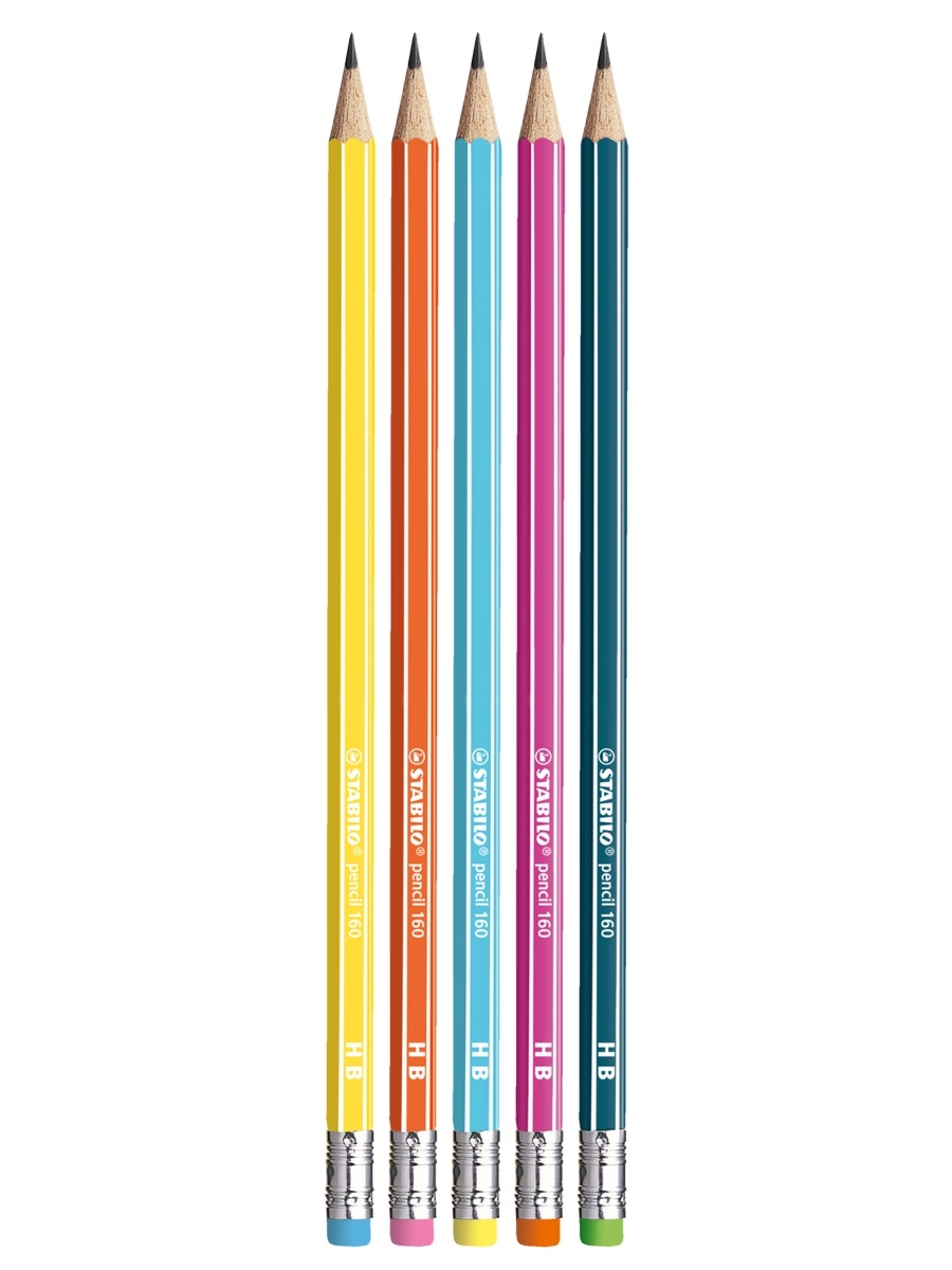 

Карандаш чернографитный простой с ластиком HB STABILO Pencil, 5шт, Pencil