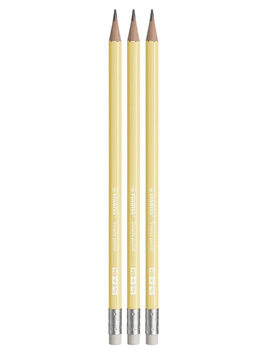 

Карандаш чернографитный простой с ластиком HB STABILO Swano Pastel, 3шт, Swano Pastel