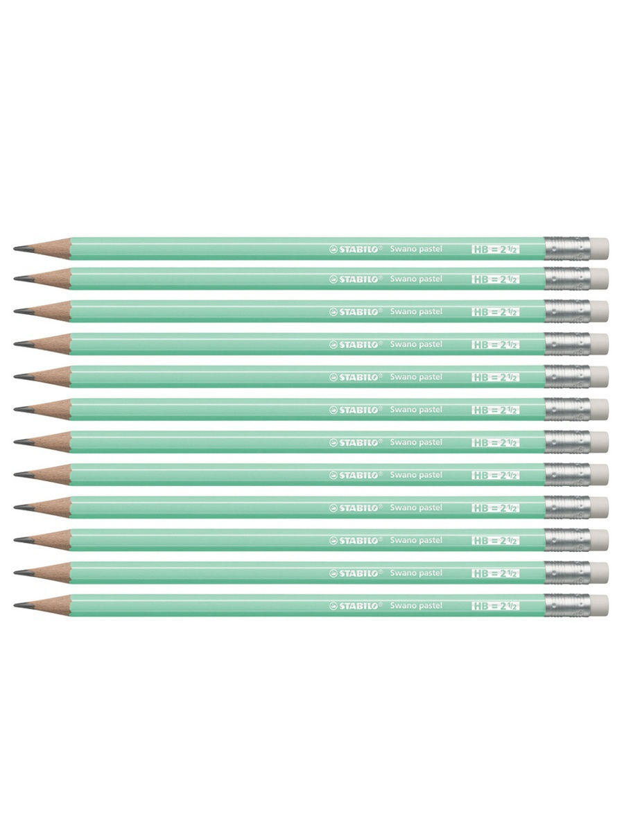 

Карандаш чернографитный простой с ластиком HB STABILO Swano Pastel, 12шт, Swano Pastel