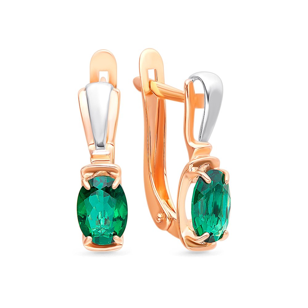 

Серьги из красного золота 585Gold 102006538, изумруд искусственный, 102006538