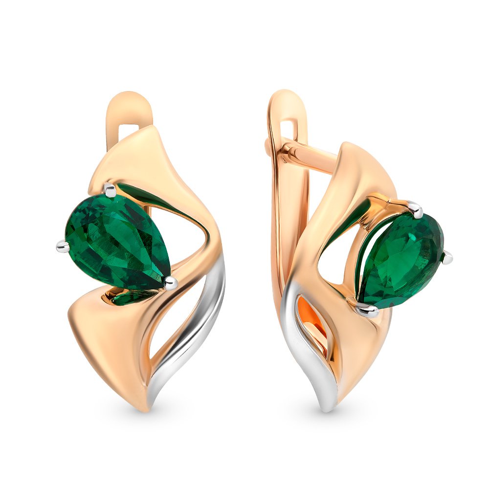

Серьги из красного золота 585Gold 102004860, изумруд искусственный, 102004860
