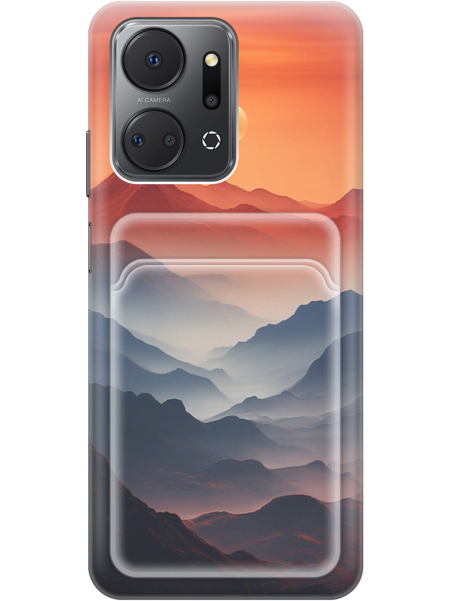 

Силиконовый чехол на Honor X7a с принтом "Луна над горами" с карманом для карты прозрачный, Прозрачный;оранжевый;черный, 769393810