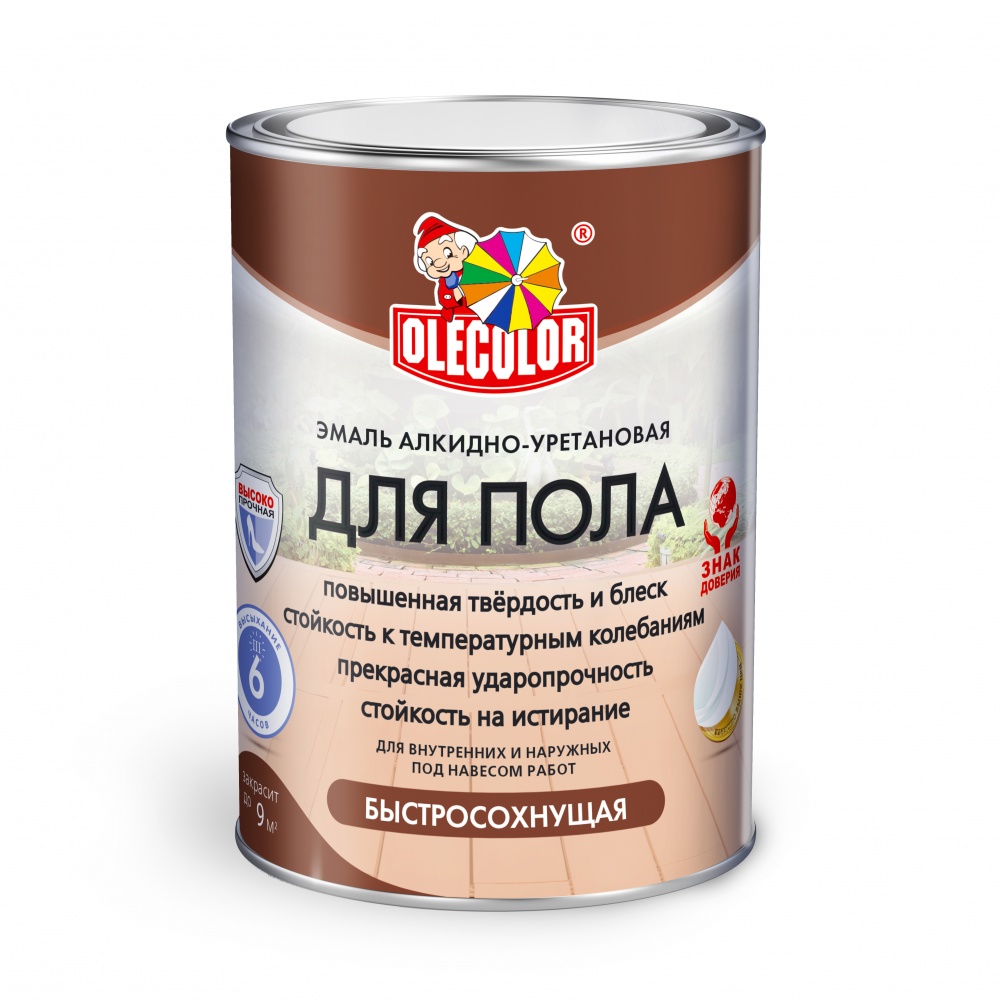 Эмаль для пола  OLECOLOR алкидно-уретановая быстросохнущая 4300009065