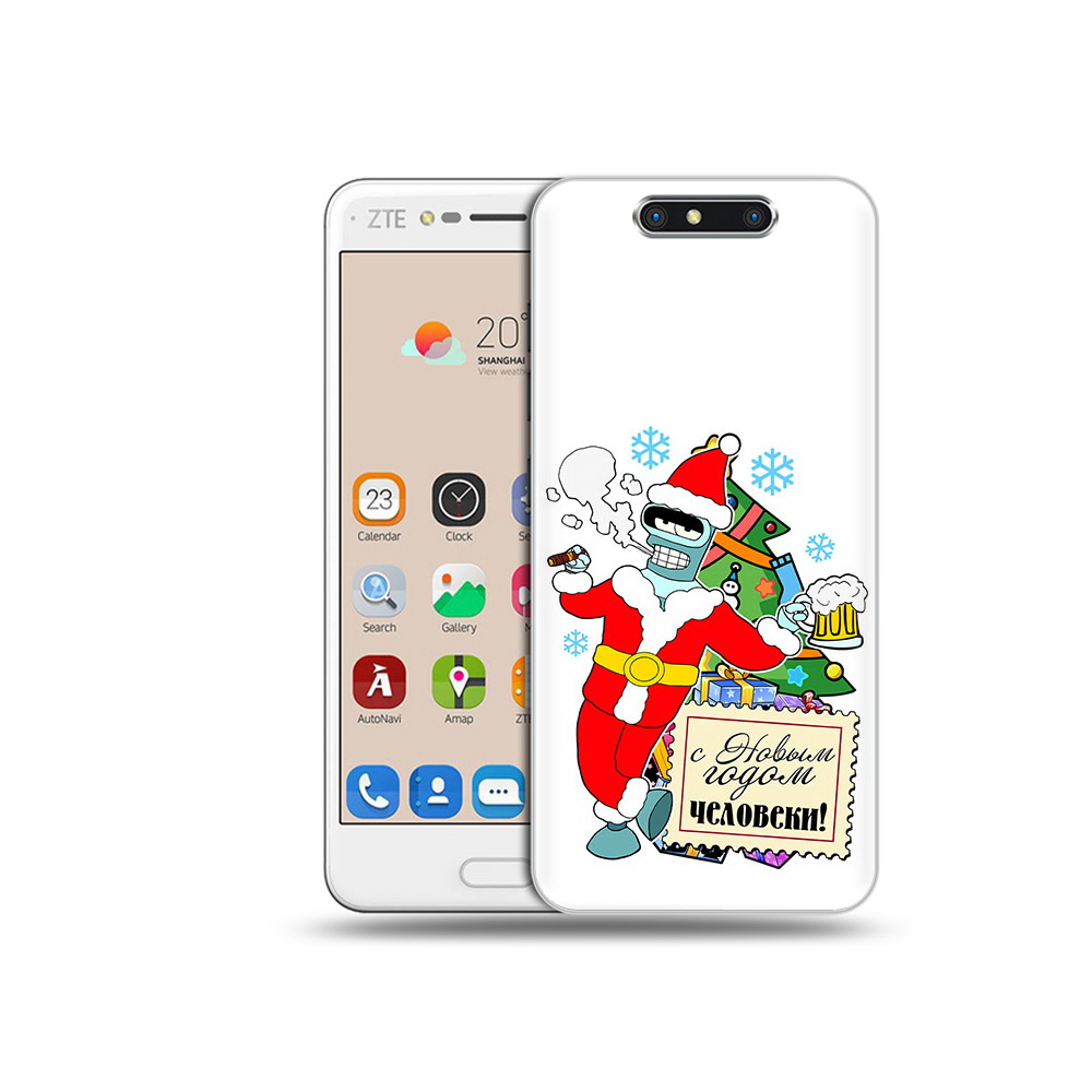 

Чехол MyPads Tocco для ZTE Blade V8 С новым годом человеки (PT100217.451.150), Прозрачный, Tocco