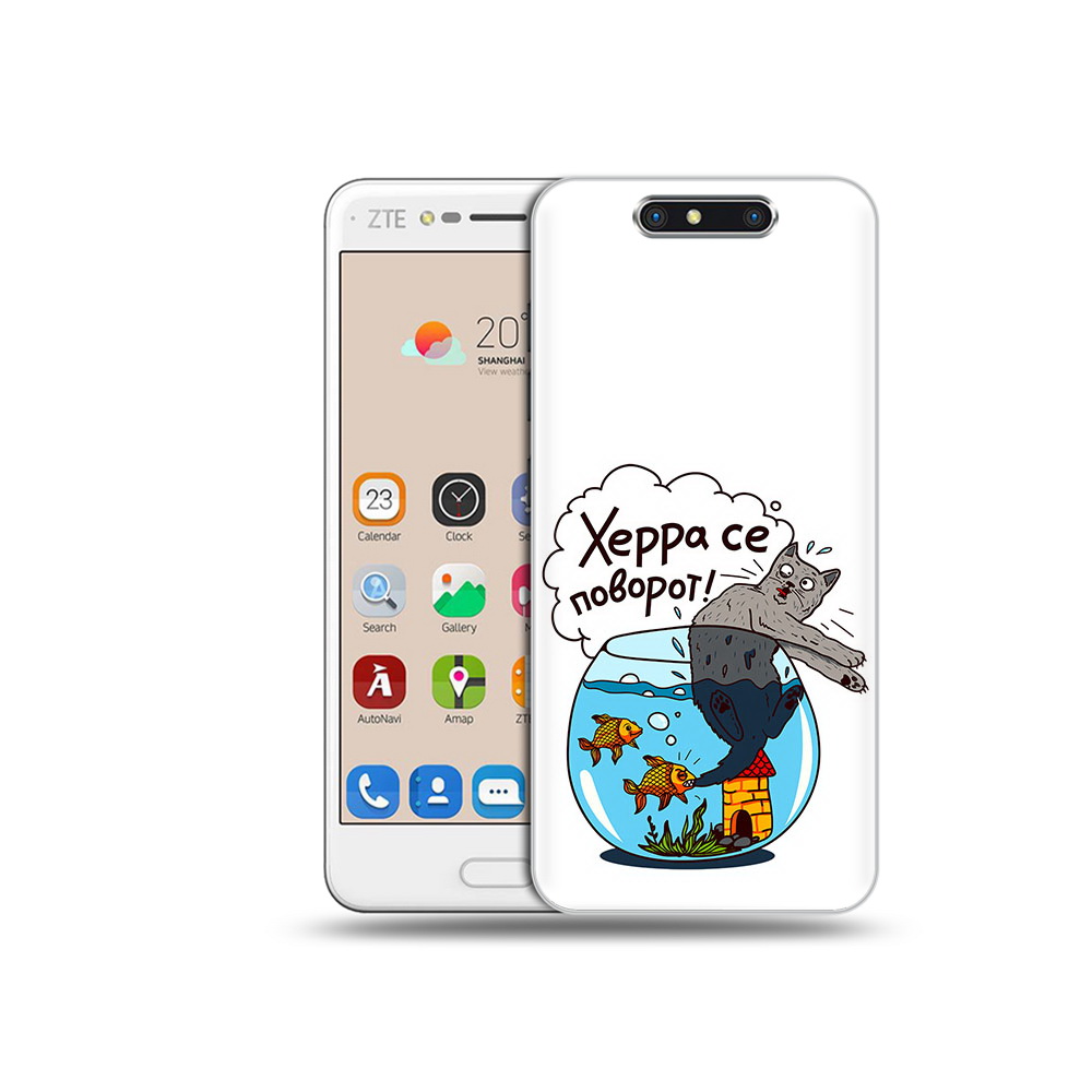 

Чехол MyPads Tocco для ZTE Blade V8 Рыбы с котом (PT100217.451.149), Прозрачный, Tocco