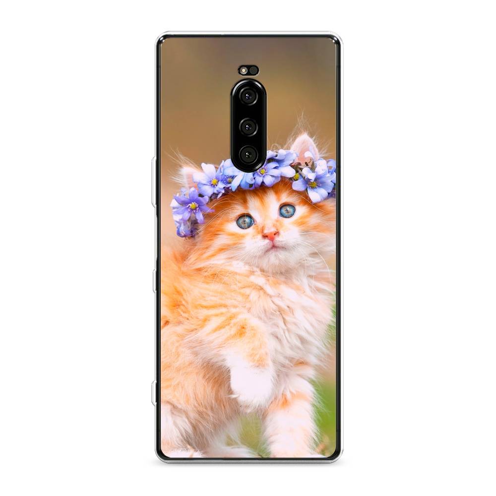 

Чехол Awog на Sony Xperia 1/XZ4 "Рыжий кот в венке", Разноцветный, 54250-1