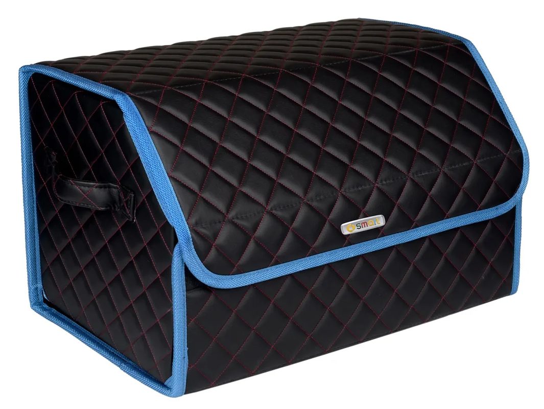 фото Органайзер в багажник черная с красной нитью vicecar с лого smart (светло-синий кант)