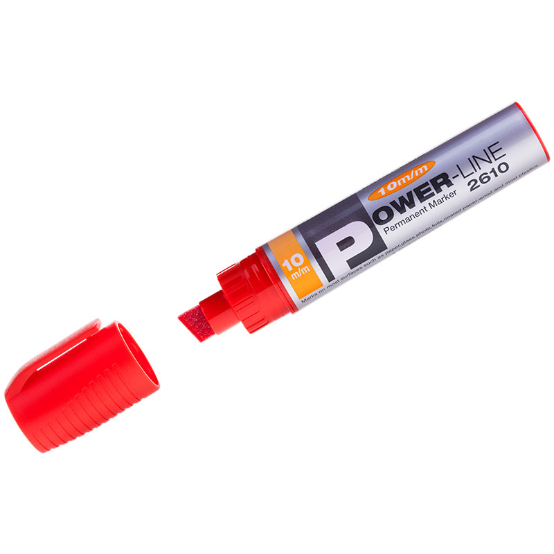 Перманентный маркер Line Plus PER-2610, промышленный, скошенный, 10 мм, красный {207979}