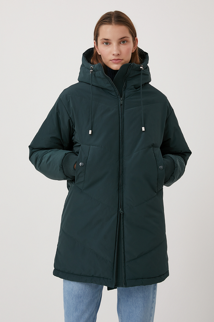 фото Утепленное пальто женское finn flare fab110102 зеленое 2xl