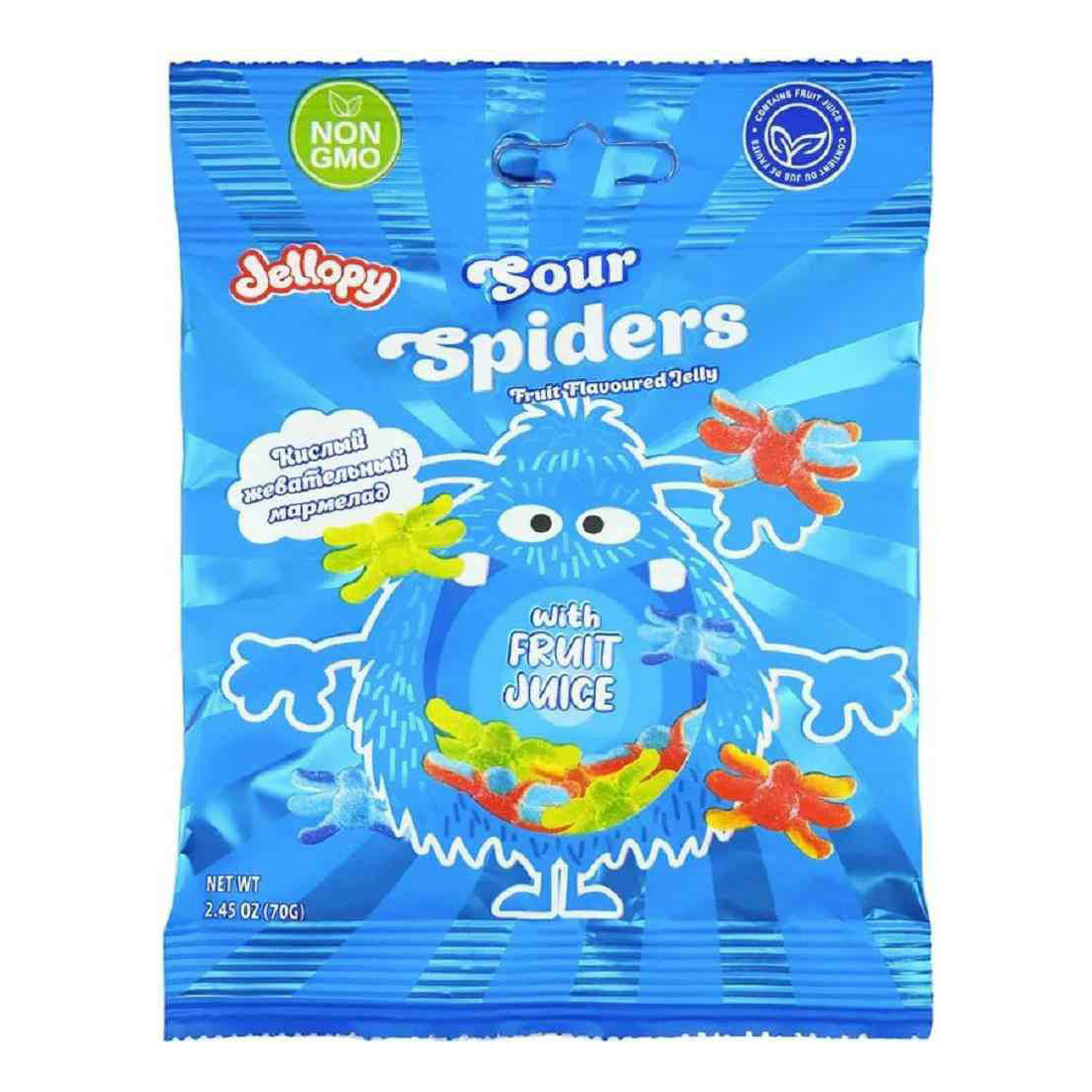 

Мармелад Jellopy Sour Spiders c фруктовым вкусом 70 г